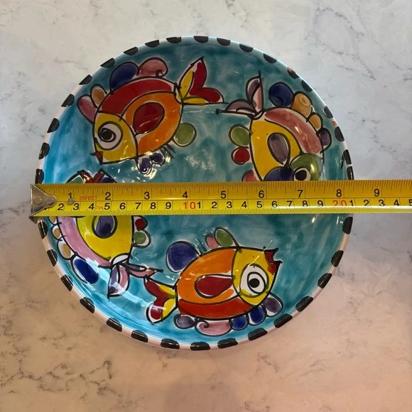 Bullocks Blue Ceramic Fish Plate Hand painted Italy Whimsical 8.5" Cottage Beach - Picture 5 of 7